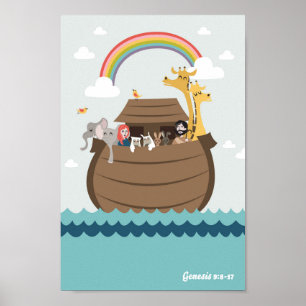 O animal da arca de Noah do poster emparelha a