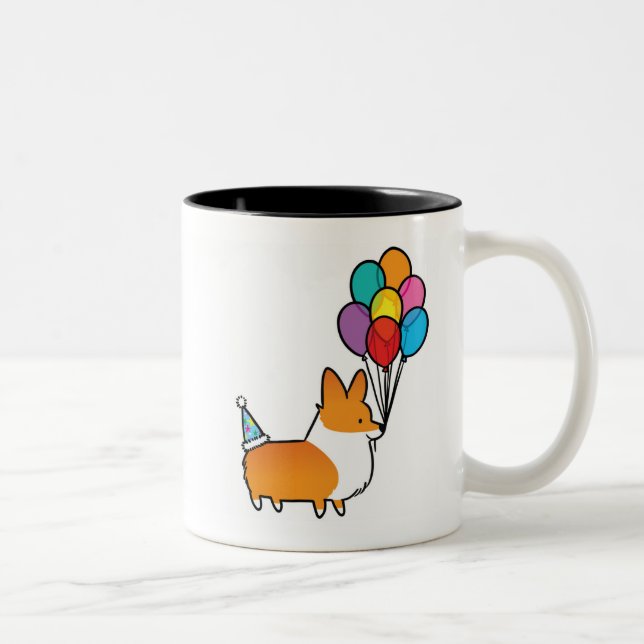 O aniversário vermelho do Corgi Balloons a caneca (Direita)