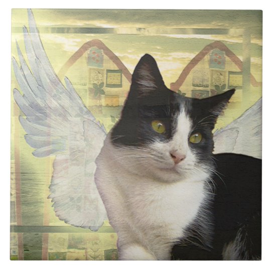 o anjo preto e branco do gato voa a arte do estilo | Zazzle.com.br