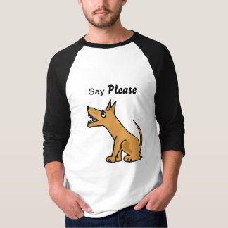 O ANÚNCIO diz a camiseta de cão por favor de