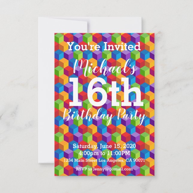 O arco-íris cuba o convite de aniversário dos (Frente)