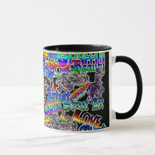 O artista dos grafites "AR" denomina a caneca de