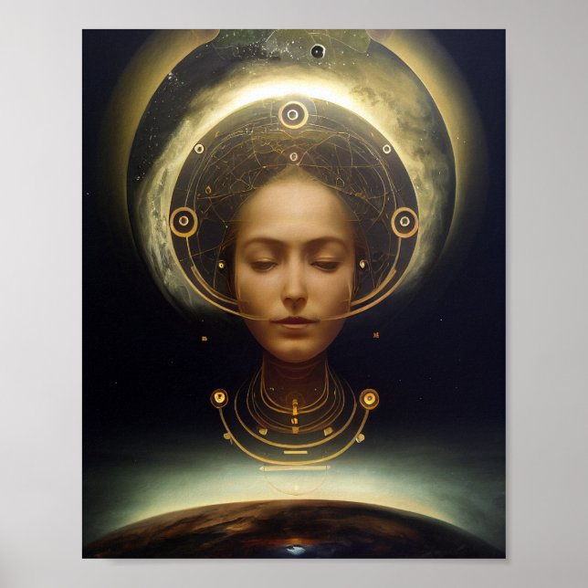 O Astronauta Surreal Science Fiction Art Poster (Frente)