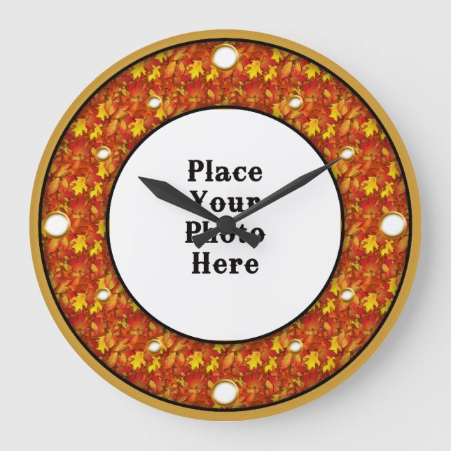 O Autumn Deixa O Seu Relógio De Paredes Fotográfic (Frente)