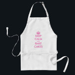 O avental bonito para mulheres | mantem a calma e<br><div class="desc">O avental bonito para mulheres | mantem a calma e coze bolos. Modelo customizável com letras e a coroa cor-de-rosa. Paródia de Keepcalm. Ideia bonito do presente para a padaria ou a mamã,  a tia,  a esposa,  a avó etc. que amam cozer.</div>