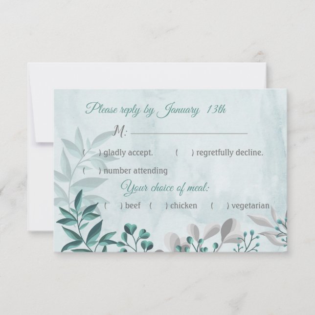 o azul lacrimogênio deixa o cartão rsvp de respost (Frente)