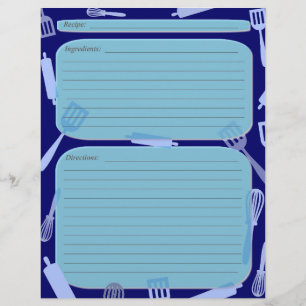 O azul protege a página da receita dos utensílio