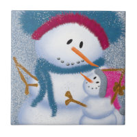 O Azulejo de cerâmica SnoMomma E SnowGirl