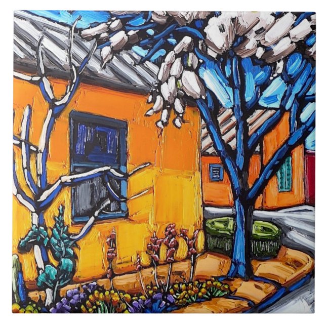 "O azulejo decorativo do jardim alaranjado do (Frente)