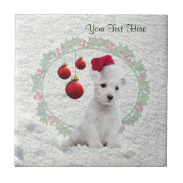 O azulejo do Natal do filhote de cachorro de