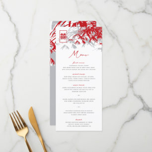 O bambu sae do cartão dobro do menu do casamento