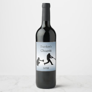 O basebol ostenta a etiqueta azul do vinho