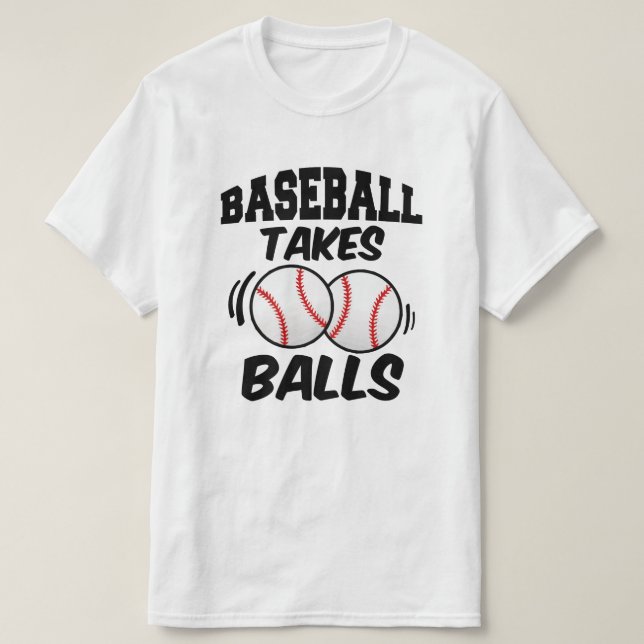 O basebol toma a bolas a camisa dos homens (Frente do Design)
