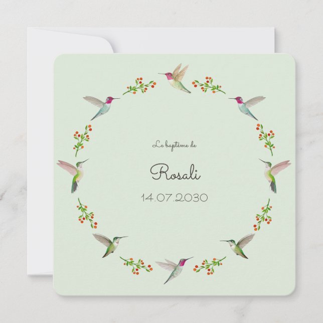 O Batismo de Aves Hummingaves da Anna com Foto de  (Frente)