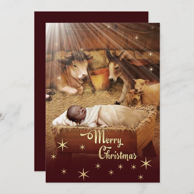 O Bebê Africano Americano Jesus Cartões Planos de  (Frente/Verso)