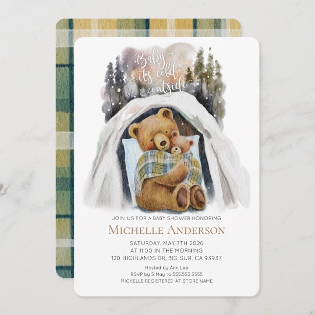 O Bebê É Frio Fora Do Convite Ao Chá de fraldas (Frente/Verso)