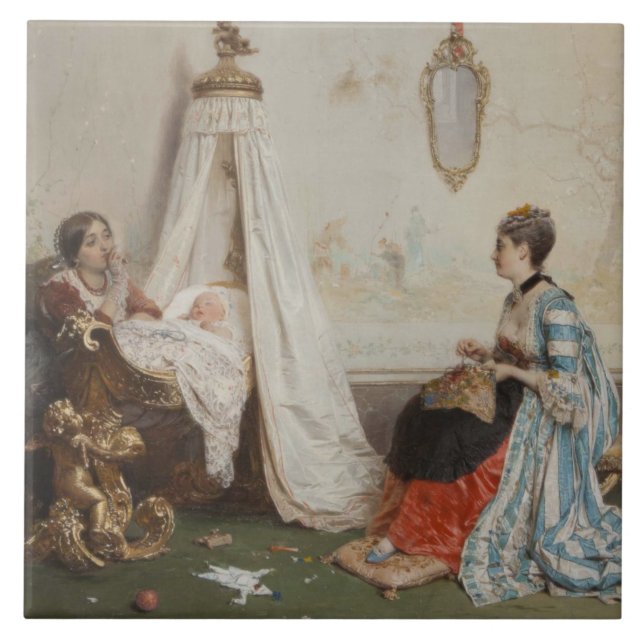 O bebê está dormindo (por Gerolamo Induno) (Frente)