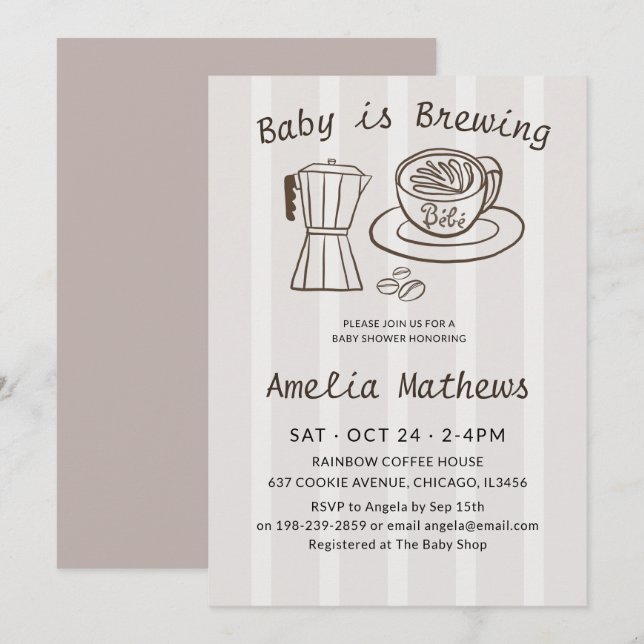 O Bebê Está Preparando o Café Chá de Bebê Fofo (Frente/Verso)