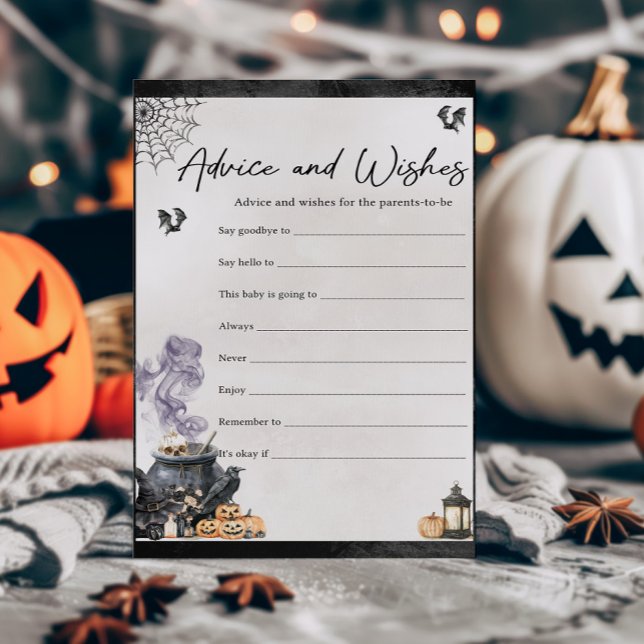 O Bebê Está Sendo Preparado Jogos de Dicas e Desej (A Baby is Brewing Halloween Baby Shower Advice and Wishes Game)