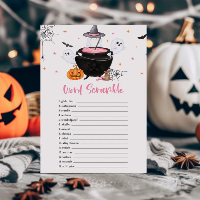 O Bebê Fantasma Rosa está a Criar Jogo do Word Scr (Baby is Brewing Baby Shower Word Scramble Game)