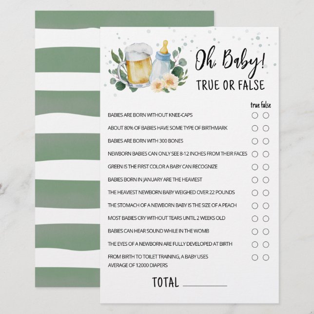 O Bebê Verde Está A Criar Um Jogo Verdadeiro Ou Fa (Frente/Verso)