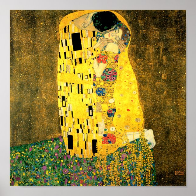 O Beijo de Gustav Klimt Poster de Belas Artes (Frente)