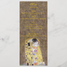 O beijo pelo menu do ouro do casamento de Klimt