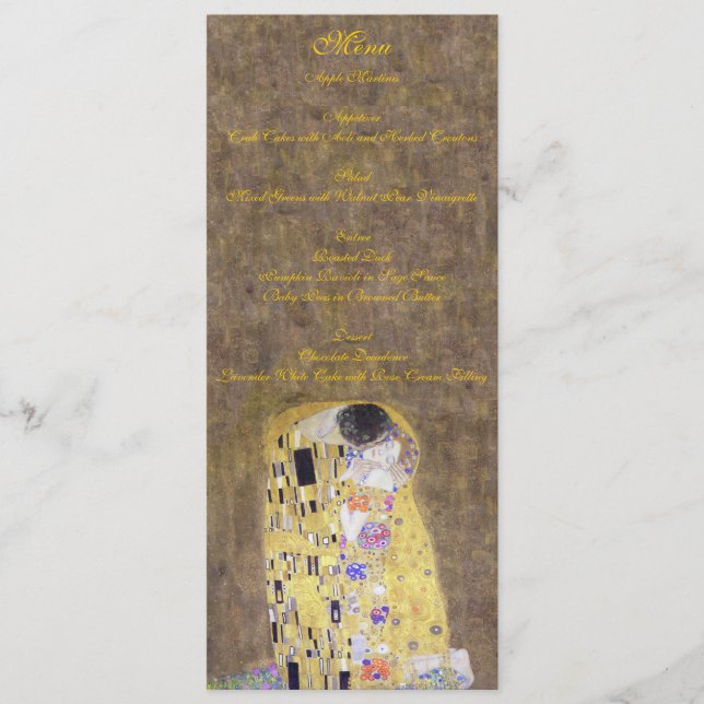 O beijo pelo menu do ouro do casamento de Klimt (Frente)