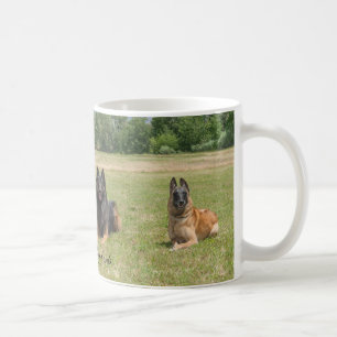 O belga Shepherds a caneca de café