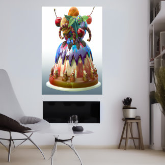 O bolo de aniversário louco | AI Art Poster