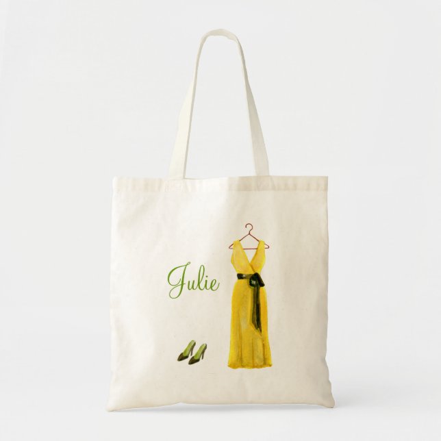 O bolsa amarelo personalizado da dama de honra (Frente)