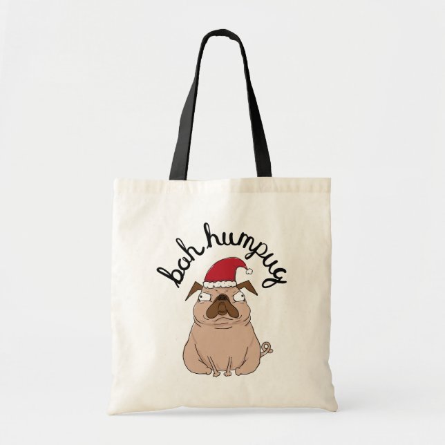 O bolsa engraçado do Natal do Pug do papai noel de (Frente)
