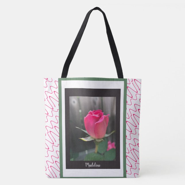 O bolsa floral na moda, rosa vermelha, adiciona o (Frente)