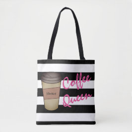 O bolsa listrado personalizado da rainha do café
