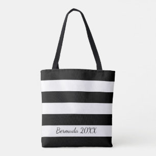O bolsa listrado personalizado do preto da parte