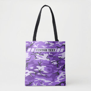 O bolsa roxo de Camo com texto feito sob encomenda