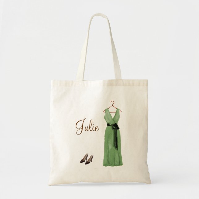 O bolsa verde personalizado da dama de honra (Frente)