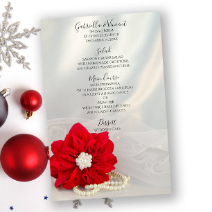 O branco vermelho da poinsétia peroliza o menu do