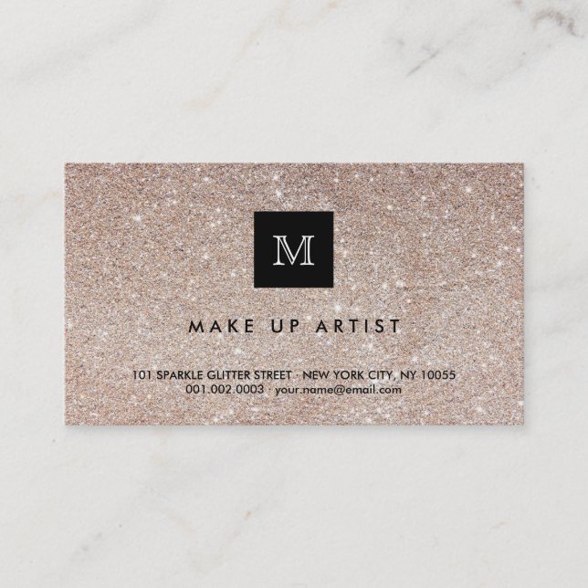 O brilho de cobre Sparkles cartão de visita chique (Frente)