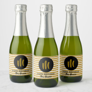 O brilho Dourado do falso listra mini Monogrammed