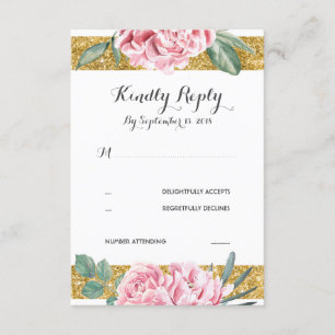 O brilho Dourado listra RSVP Wedding floral