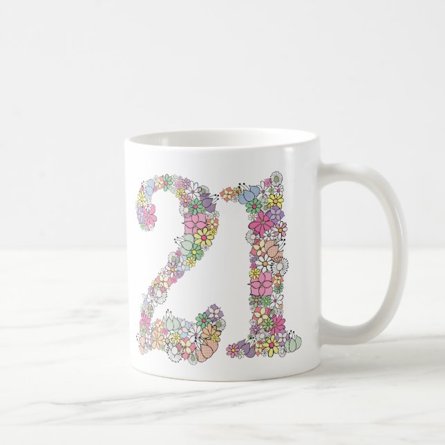 O buquê floral 2øs 21 numera o presente da caneca (Direita)