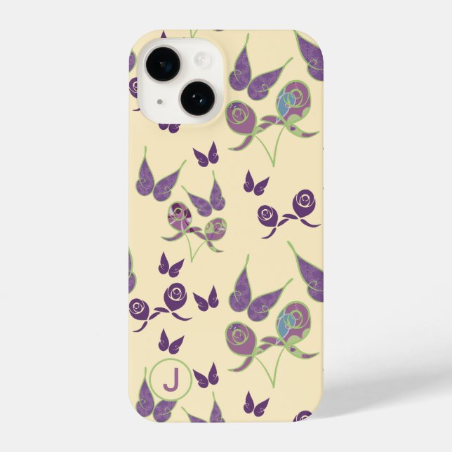 O Butterfly Joy em Creme Estojo para iPhone 14 Mon (Verso)