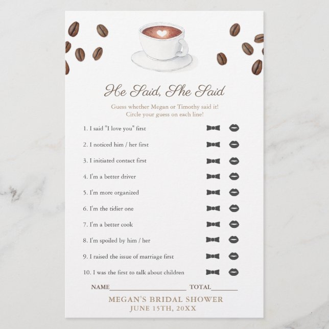 O Café Disse Que Disse Que Disse Cartão De Jogo De (Frente)