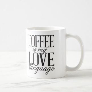 O café é minha caneca de café da língua do amor