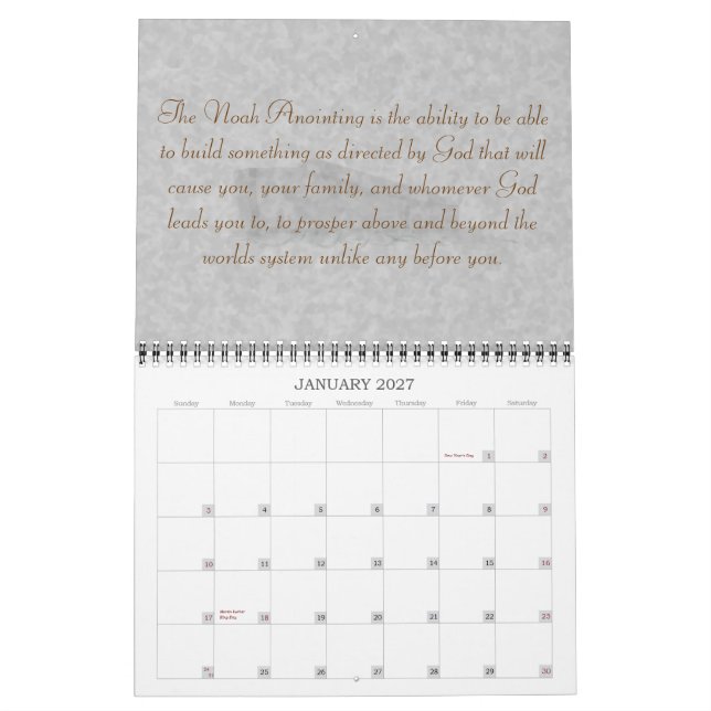 O calendário Anointing de Noah (Jan 2027)