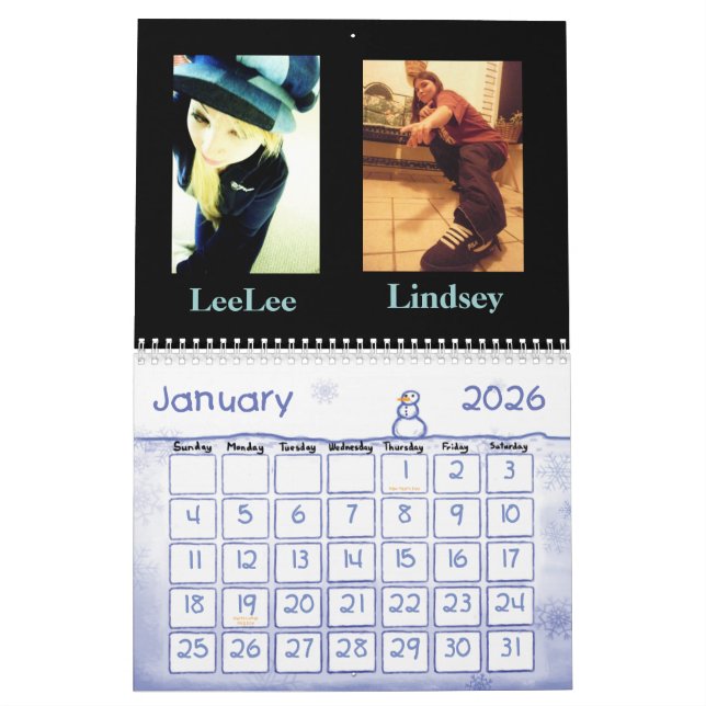 O calendário de LeeLee e de Lindsey (Jan 2026)