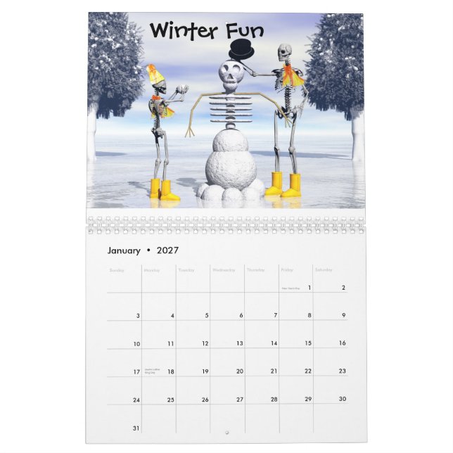 O calendário do no. 2 de Skeletonians (Jan 2027)