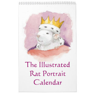 O calendário ilustrado do retrato do rato