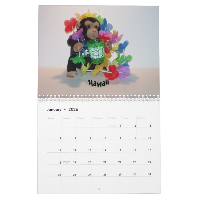 O calendário oficial do macaco do animal de (Jan 2026)